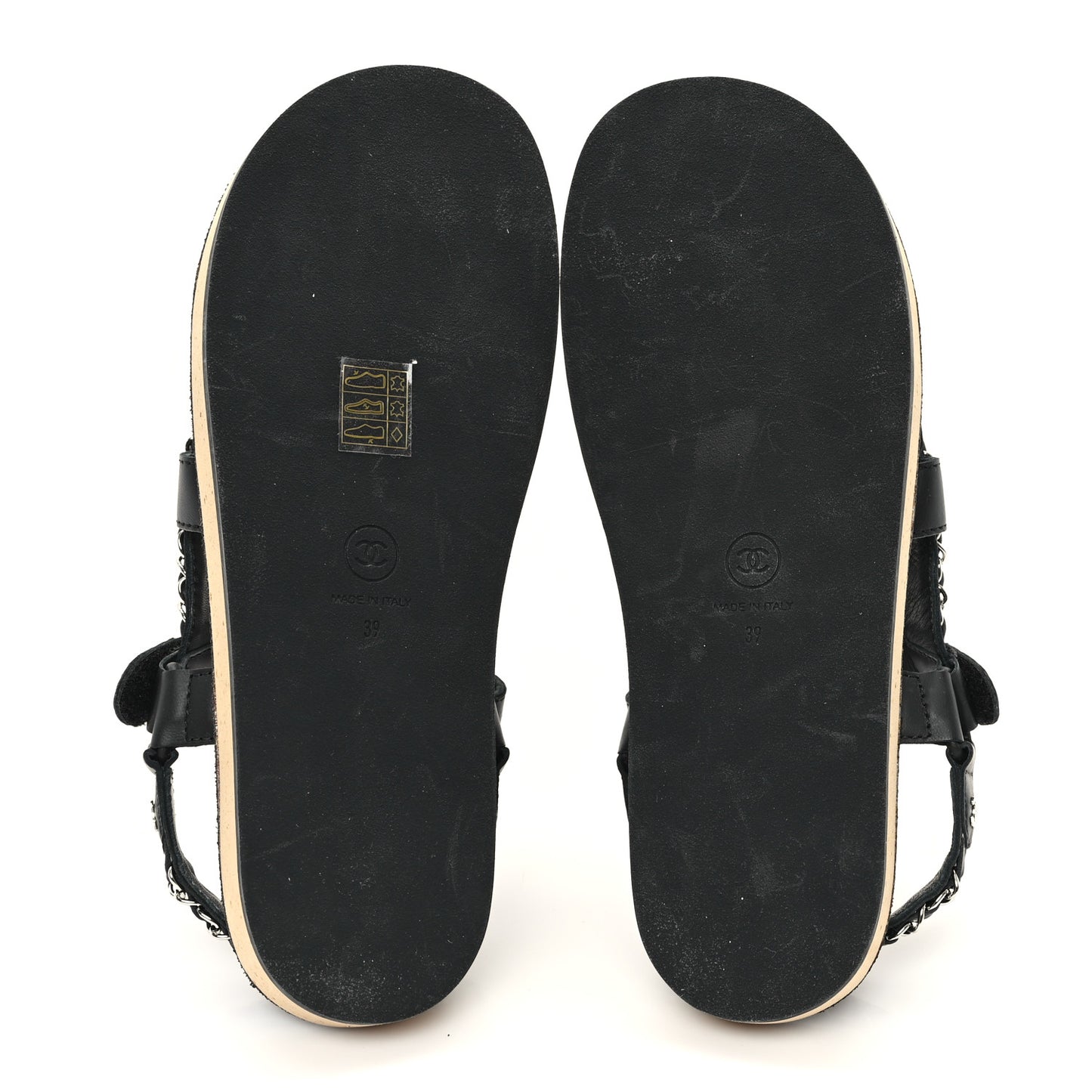 Lambskin Chain Sandals 39 Black