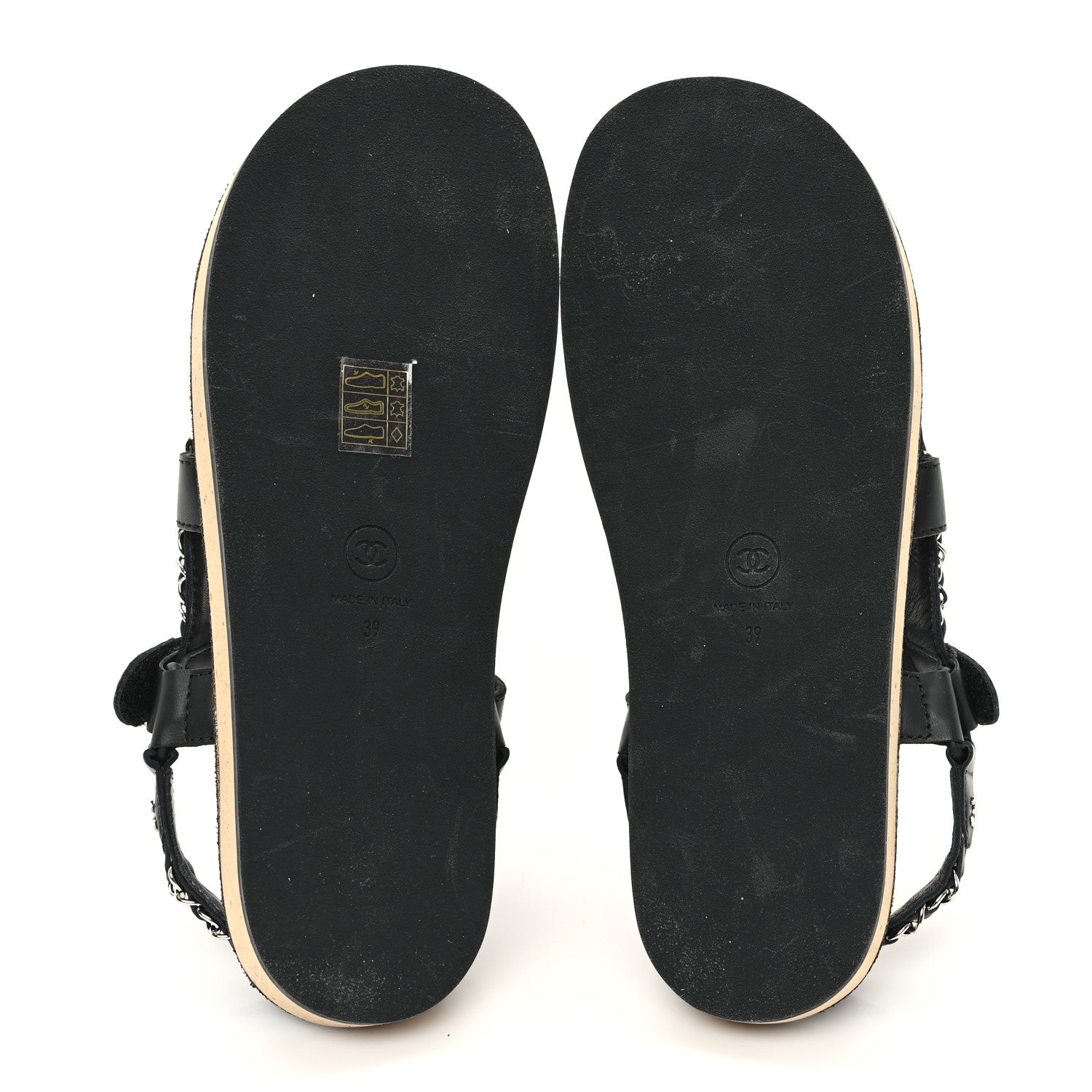 Chanel Lambskin Chain Sandals 39 Black 6 of 9