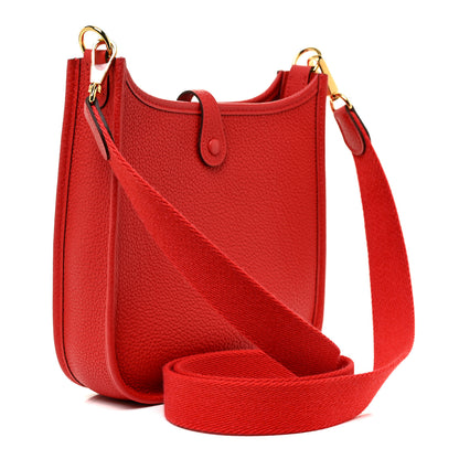 Hermes Taurillon Clemence Evelyne TPM Rouge De Coeur 3 of 10