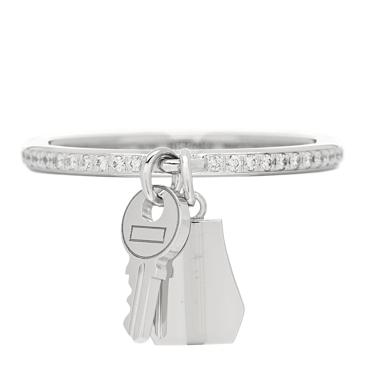 18K White Gold Diamond Kelly Clochette Ring 53 6.5