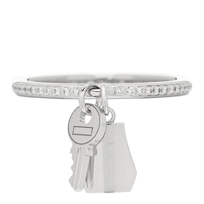 Hermes 18K White Gold Diamond Kelly Clochette Ring 53 6.5 1 of 5