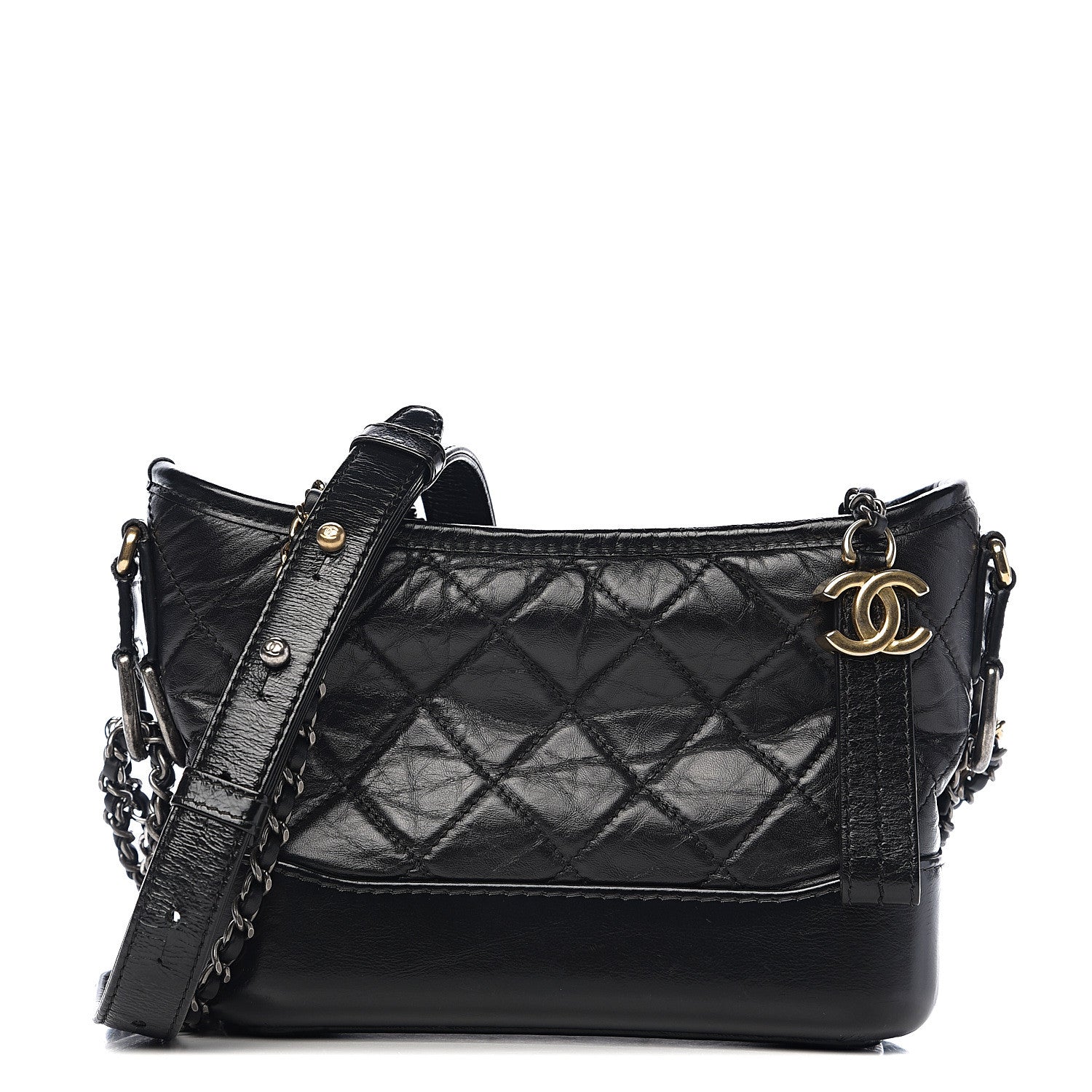 Chanel Aged Calfskin Quilted Small Gabrielle Hobo Black 1 of 9