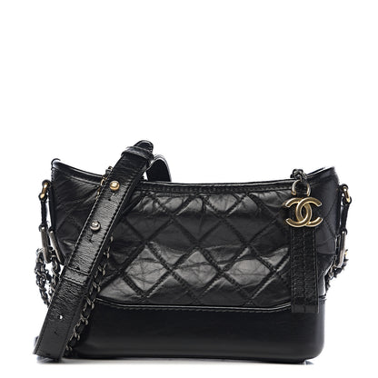 Chanel Aged Calfskin Quilted Small Gabrielle Hobo Black 1 of 9