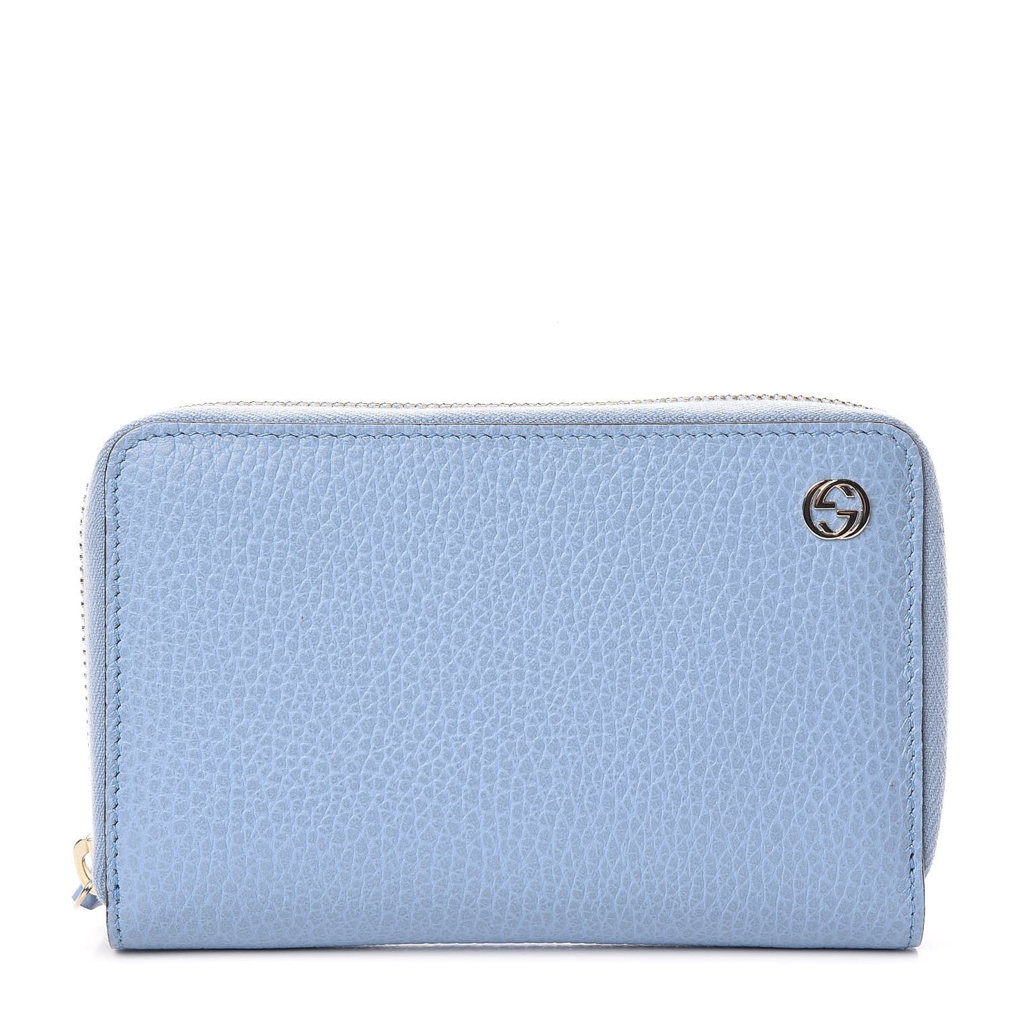Dollar Calfskin Medium GG Zip Around Wallet Mineral Blue