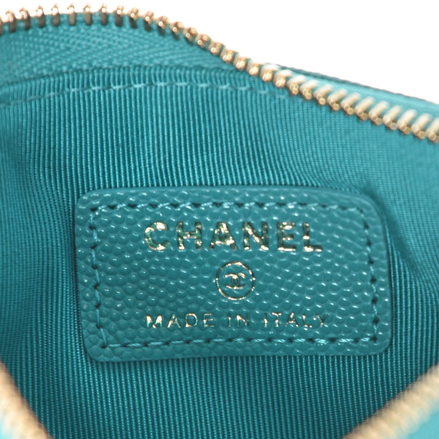 Caviar Quilted Small Cosmetic Case Turquoise