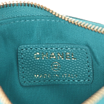 Chanel Caviar Quilted Small Cosmetic Case Turquoise 6 of 8