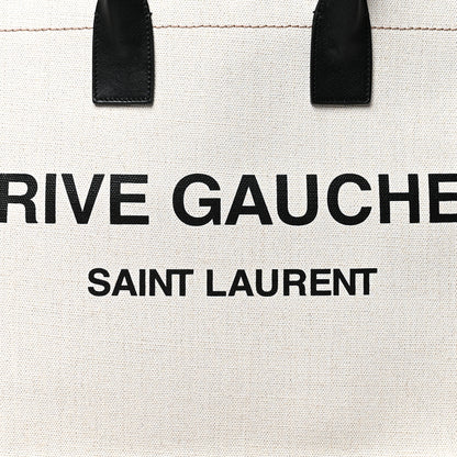 Saint Laurent Linen Calfskin Rive Gauche Tote Optic White 7 of 9