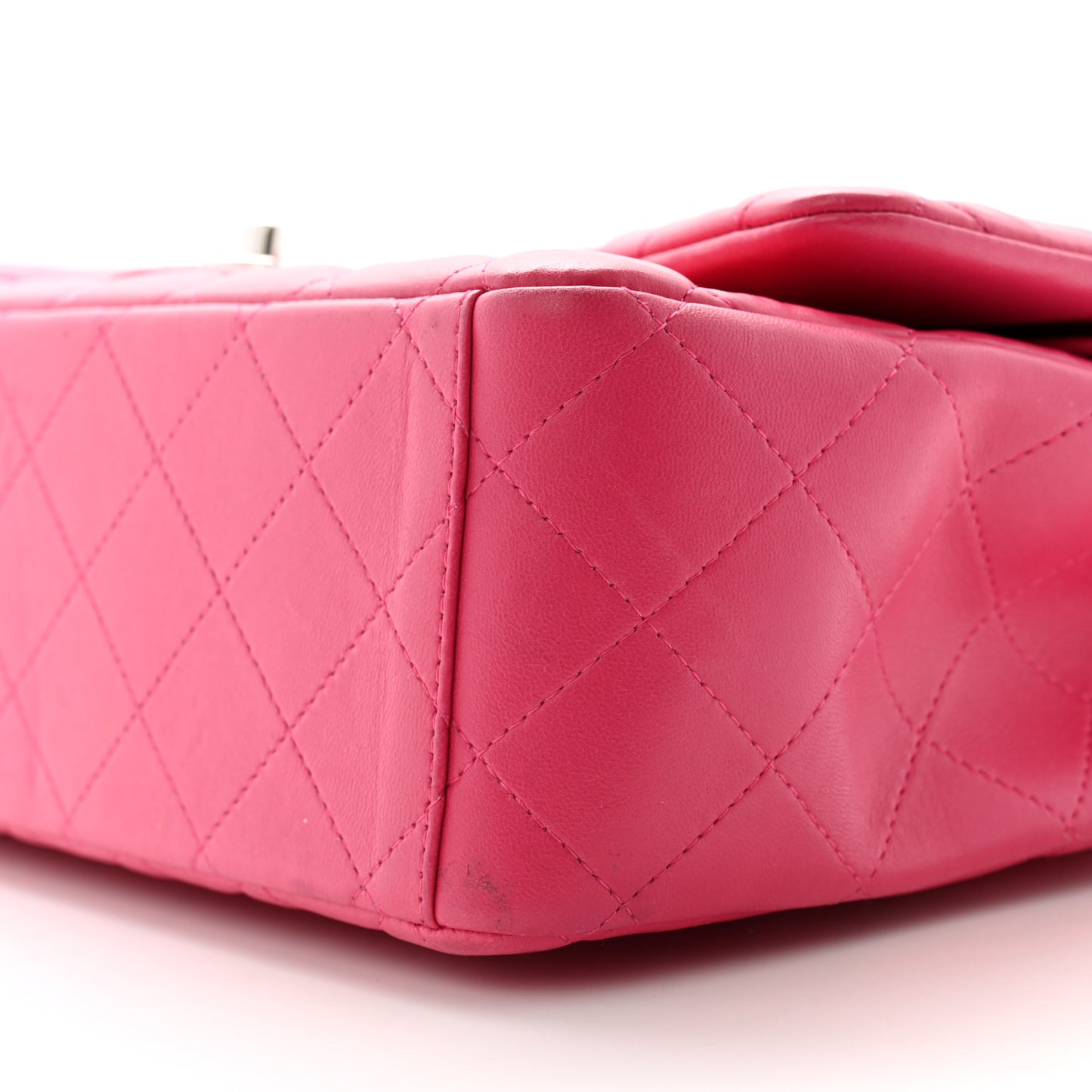 Lambskin Quilted Maxi Double Flap Dark Pink
