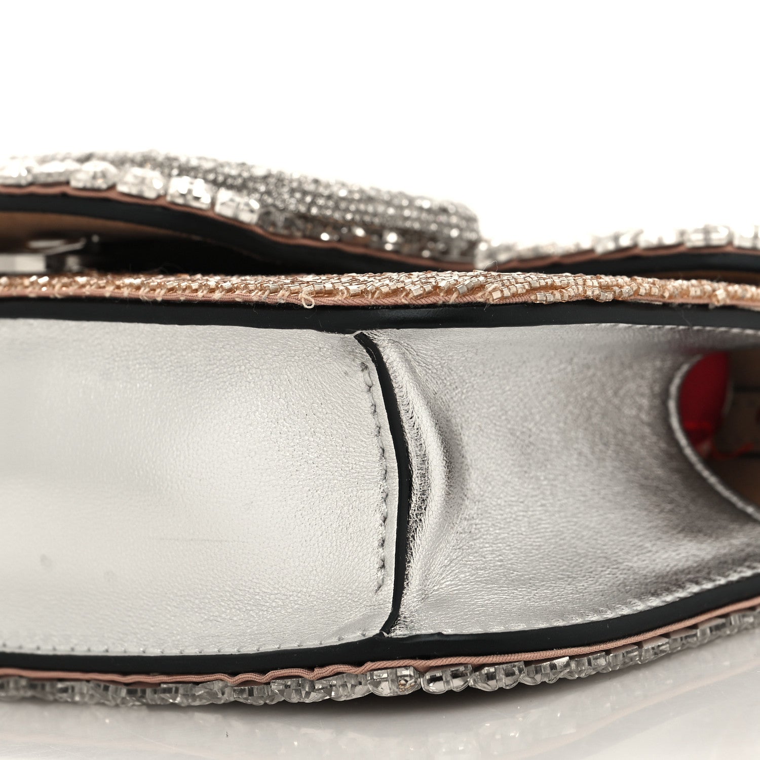 Valentino Garavani Swarovski Crystal Embroidered Vlogo Small Loco Shoulder Bag Crystal Rose Cannelle Silver 9 of 9