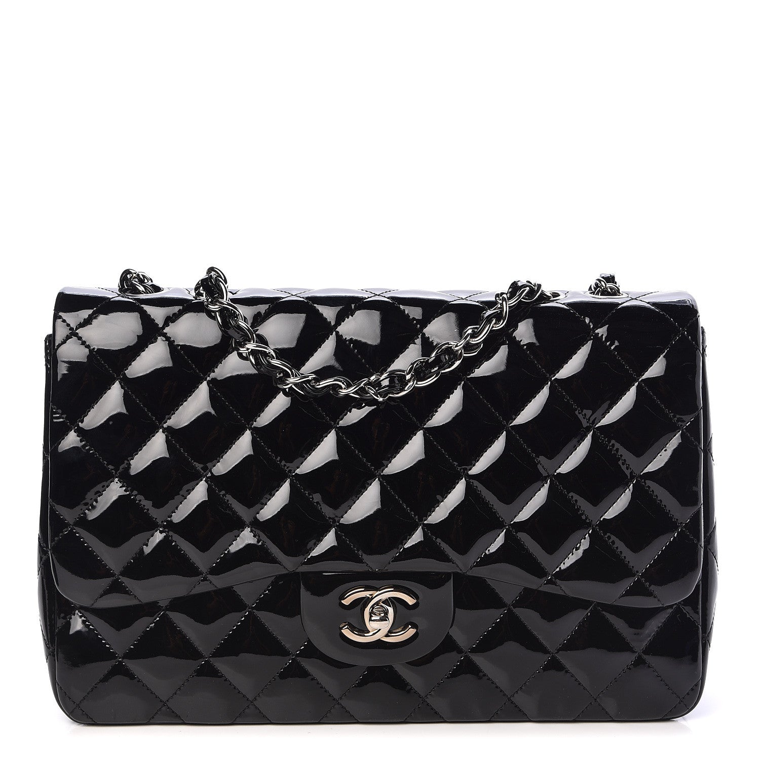 Chanel Patent Quilted Jumbo Single Flap Black 1 of 11