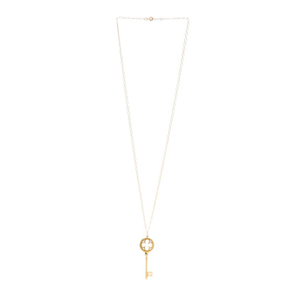 Tiffany 18K Yellow Gold Diamond Quatrefoil Key Pendant Necklace 3 of 5