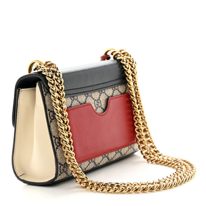 Gucci GG Supreme Monogram Moon Calfskin Small Padlock Shoulder Bag Beige Blue Mystic White Hibiscus Red 2 of 12