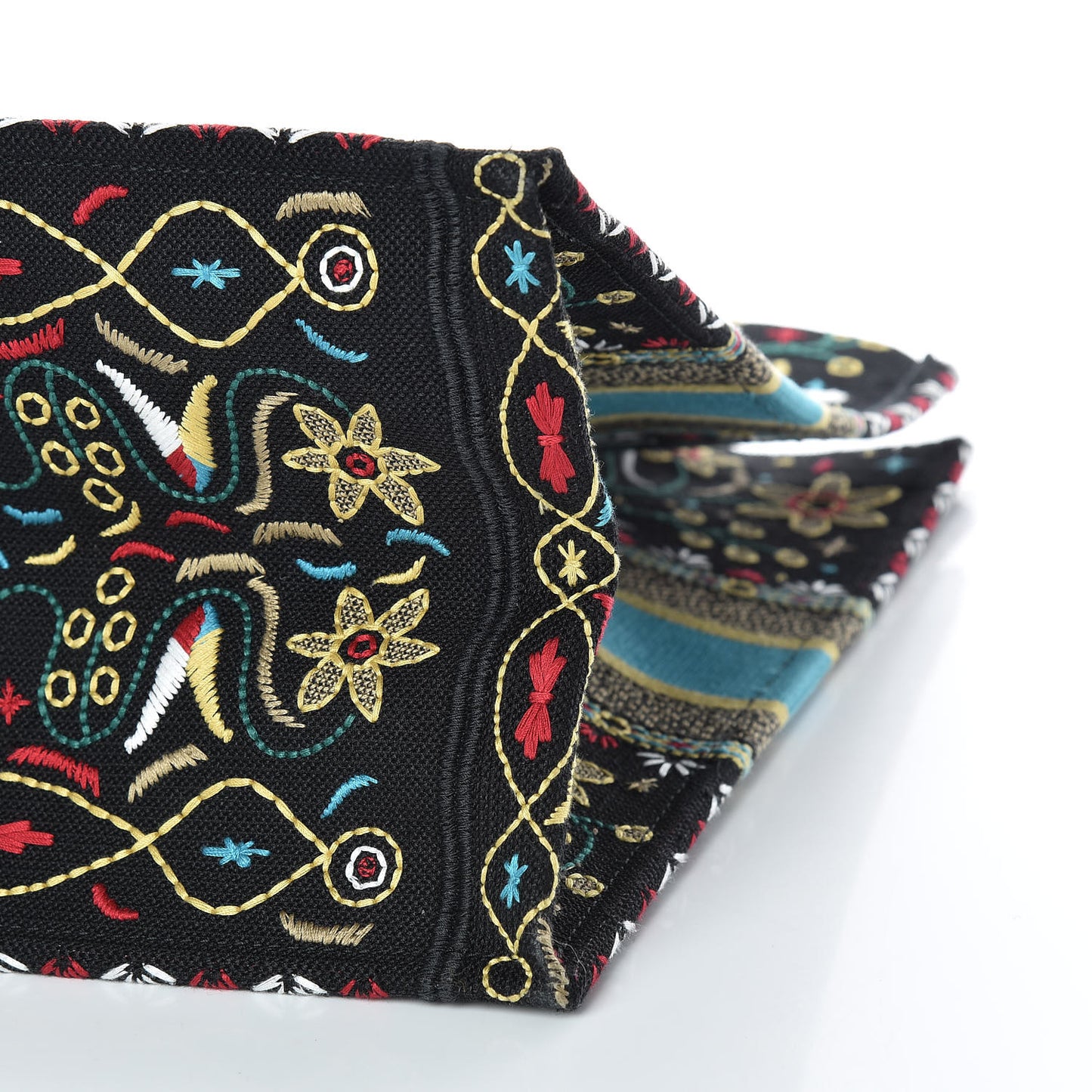 Canvas Embroidered Large Book Tote Black Multicolor