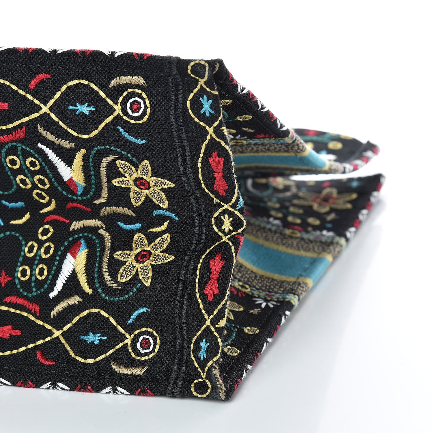 Christian Dior Canvas Embroidered Large Book Tote Black Multicolor 10 of 10