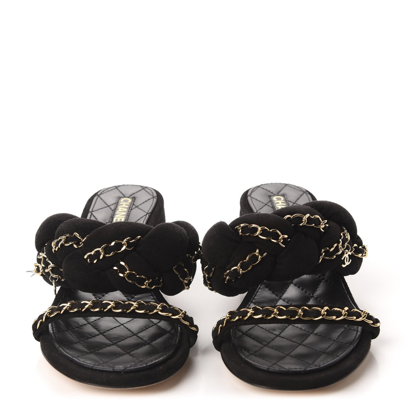 Kid Suede Chain Braided Sandals 37.5 Black