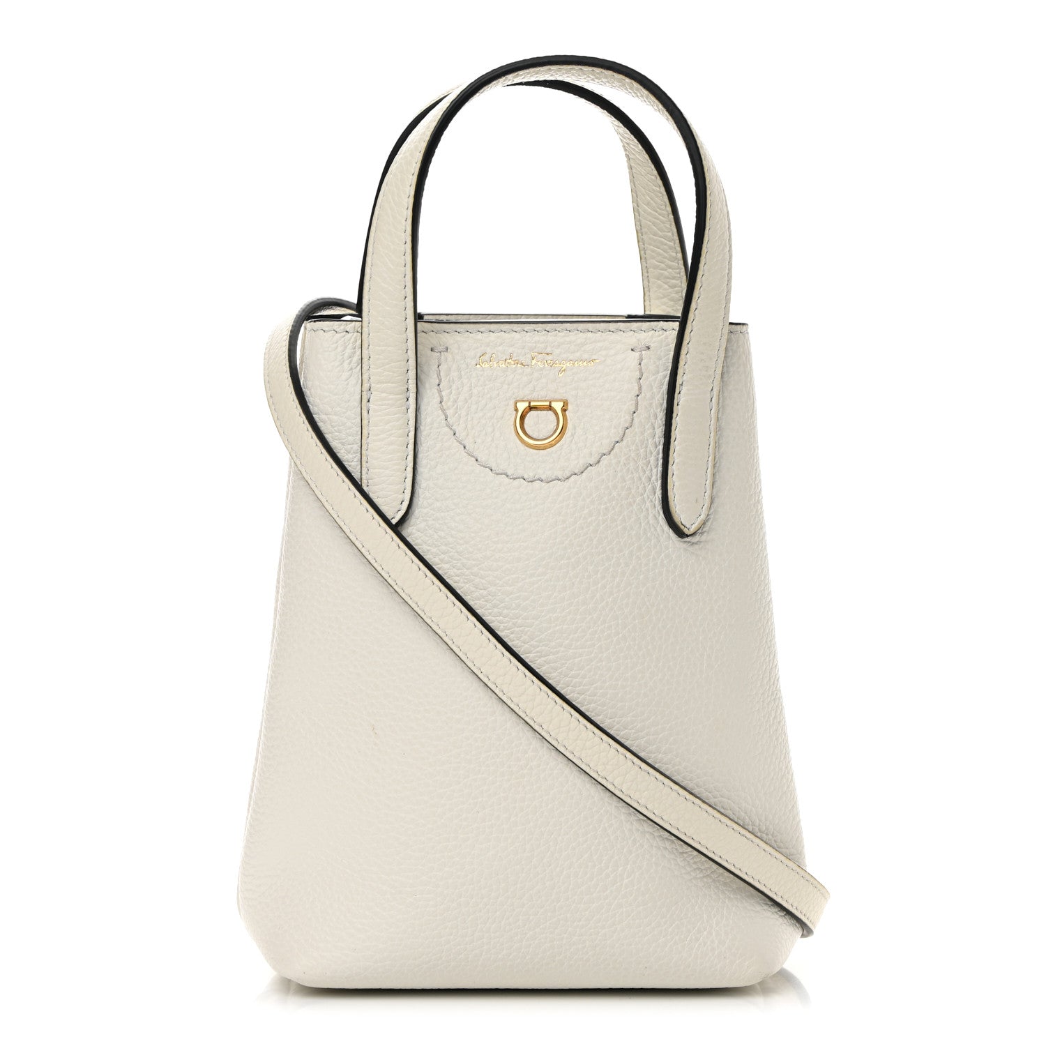 Salvatore Ferragamo Tumbled Calfskin Gancini Mini Bag White 1 of 13