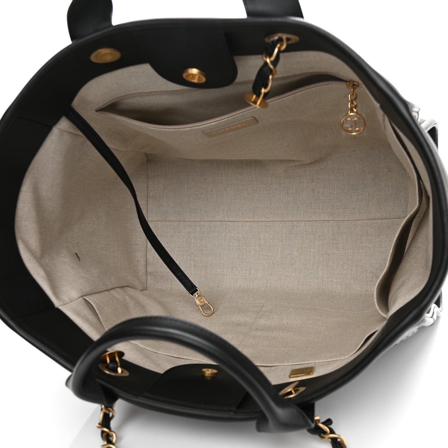 Calfskin Medium Deauville Tote Black Multicolor