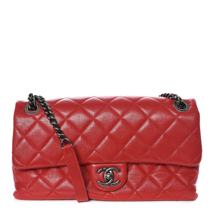 Chanel Shiny Lambskin Quilted Medium Burgundy Rocks Flap Red 1 of 9