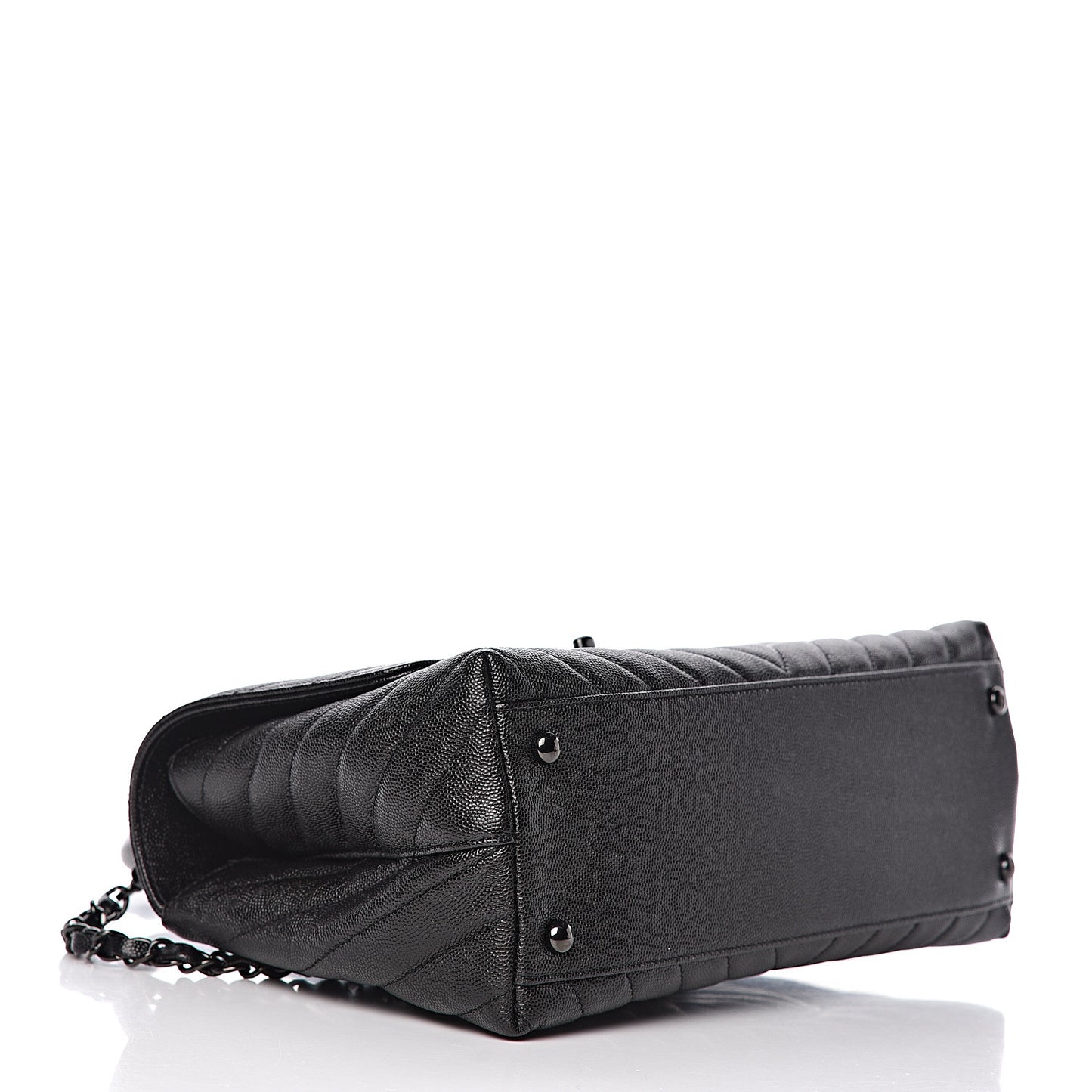 Caviar Chevron Quilted Small Coco Handle Flap So Black