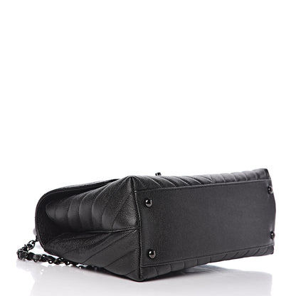 Chanel Caviar Chevron Quilted Small Coco Handle Flap So Black 5 of 11