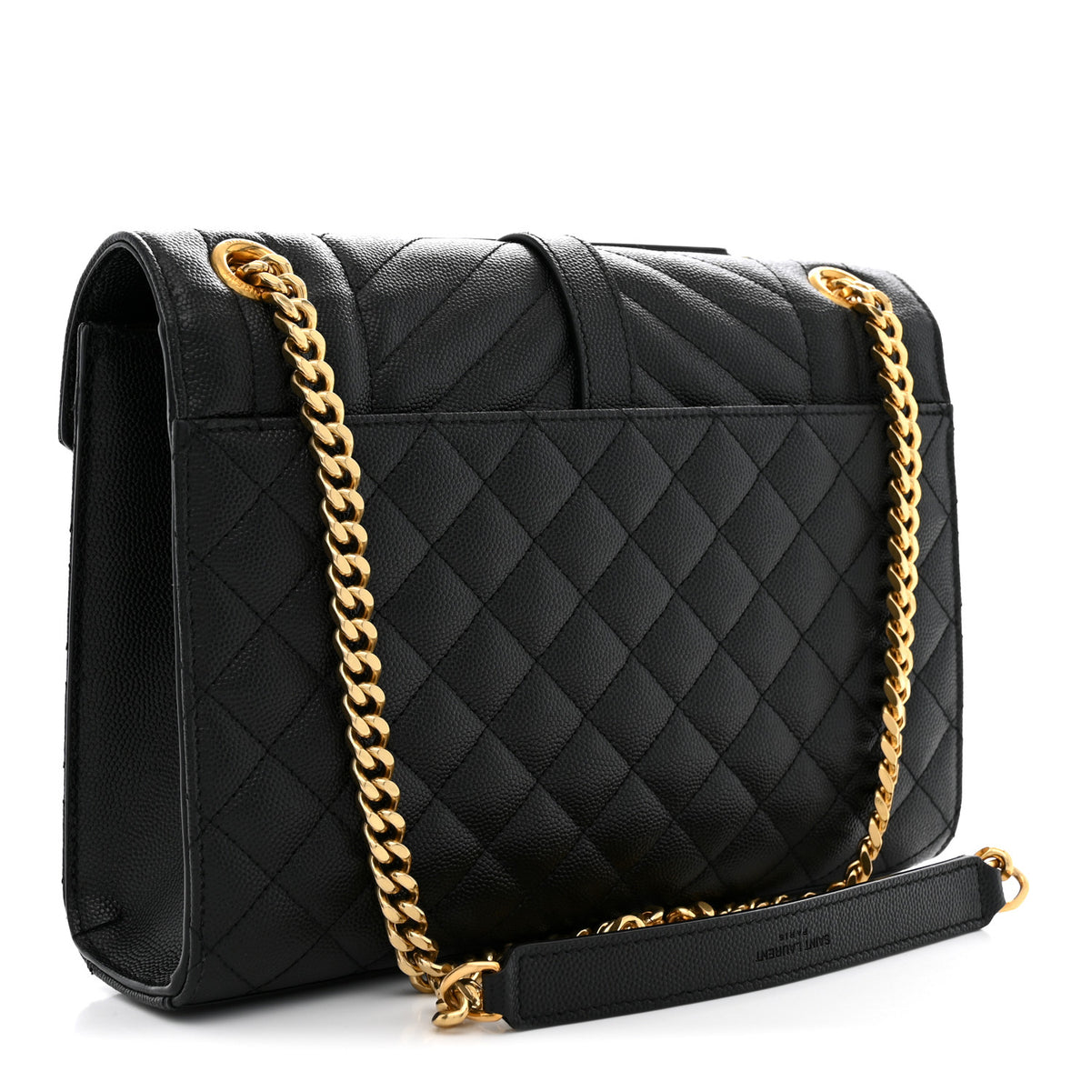 Saint Laurent Grain De Poudre Textured Mixed Matelasse Triquilt Medium Monogram Satchel Black 3 of 11