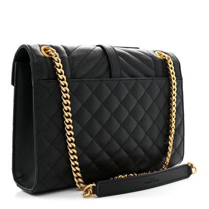 Saint Laurent Grain De Poudre Textured Mixed Matelasse Triquilt Medium Monogram Satchel Black 3 of 11
