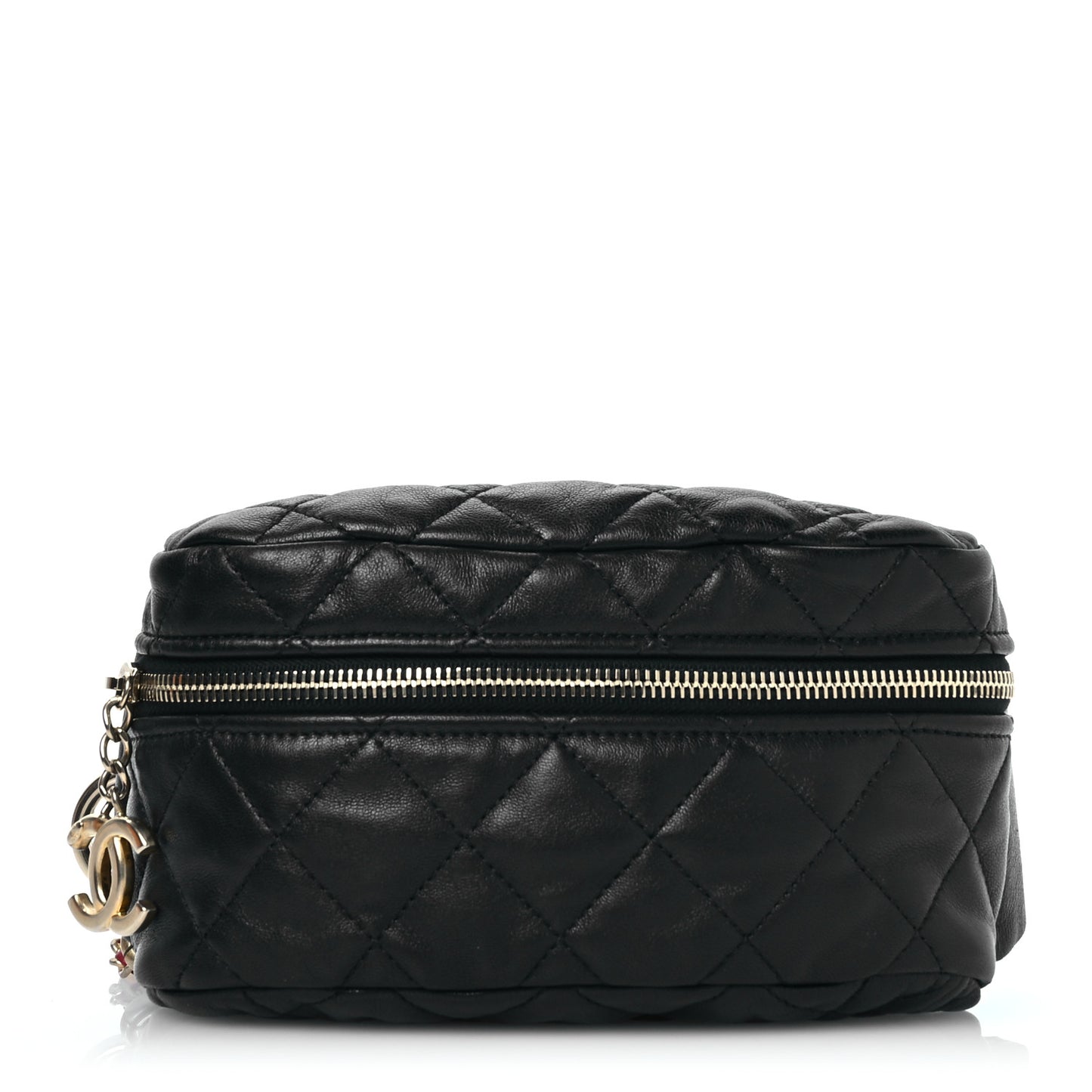 Lambskin Quilted Linked In Waist Bag Black