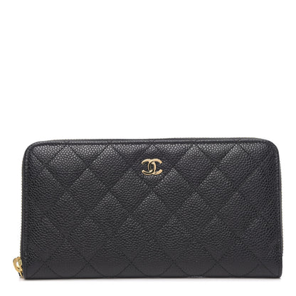 Chanel Caviar Quilted Large Gusset Zip Around Wallet Black 1 of 9