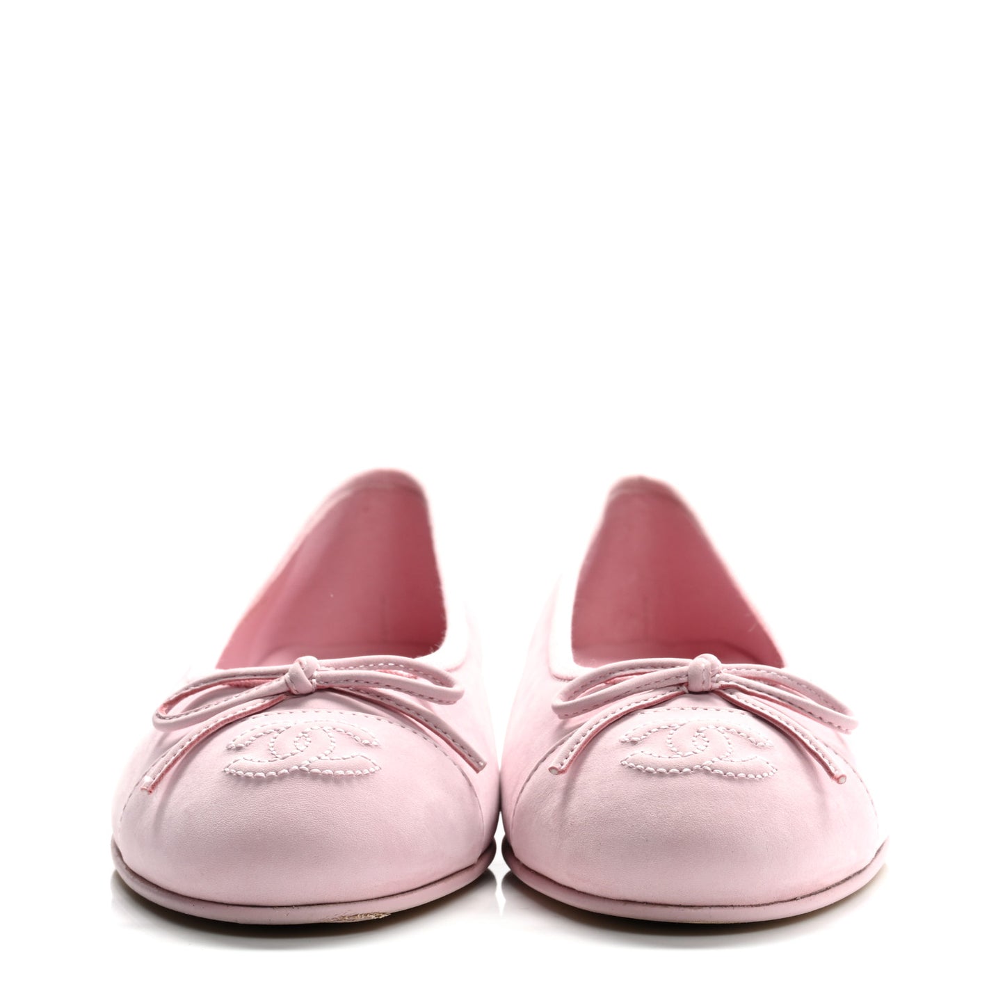 Suede Calfskin Cap Toe CC Ballerina Flats 36.5 Light Pink