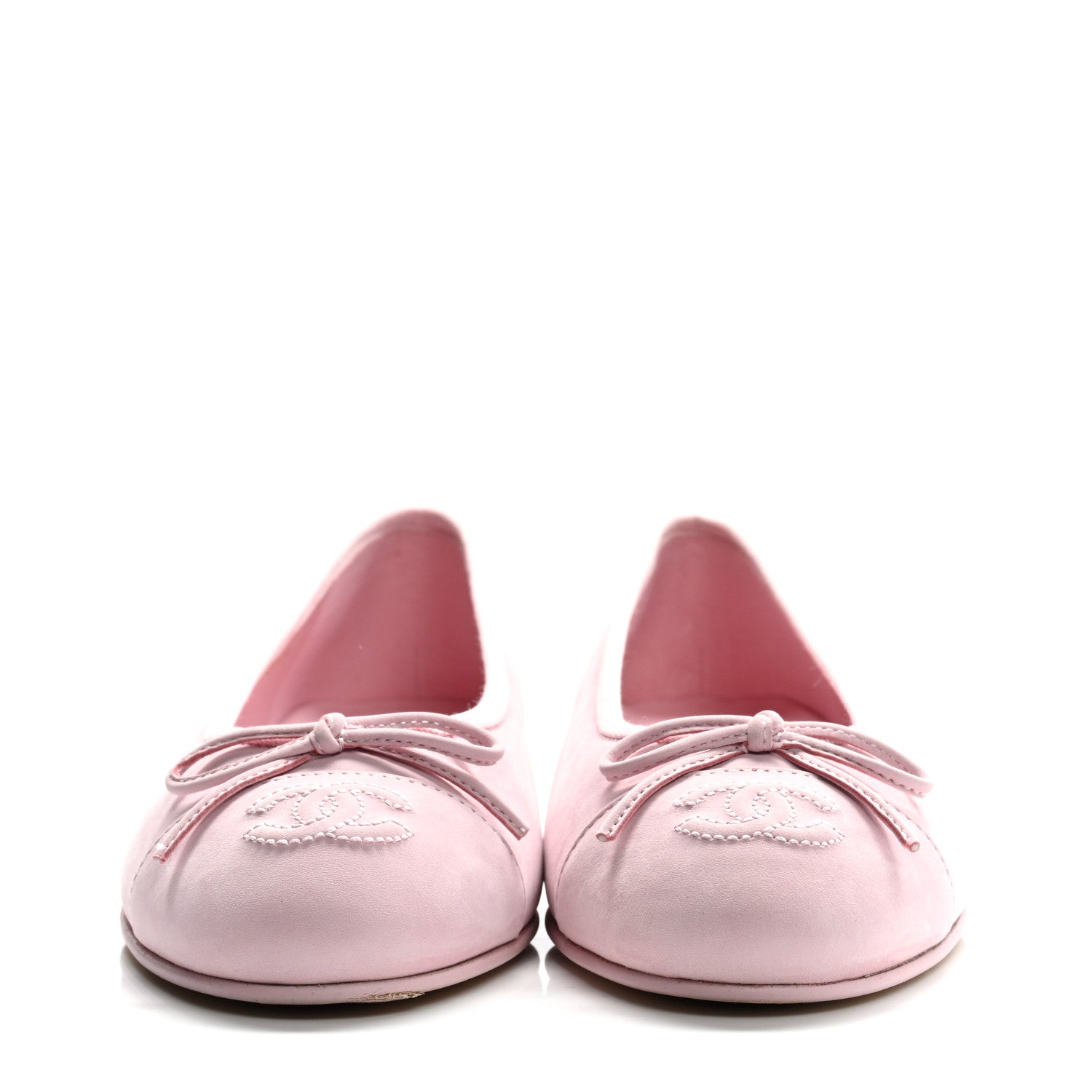Chanel Suede Calfskin Cap Toe CC Ballerina Flats 36.5 Light Pink 3 of 10