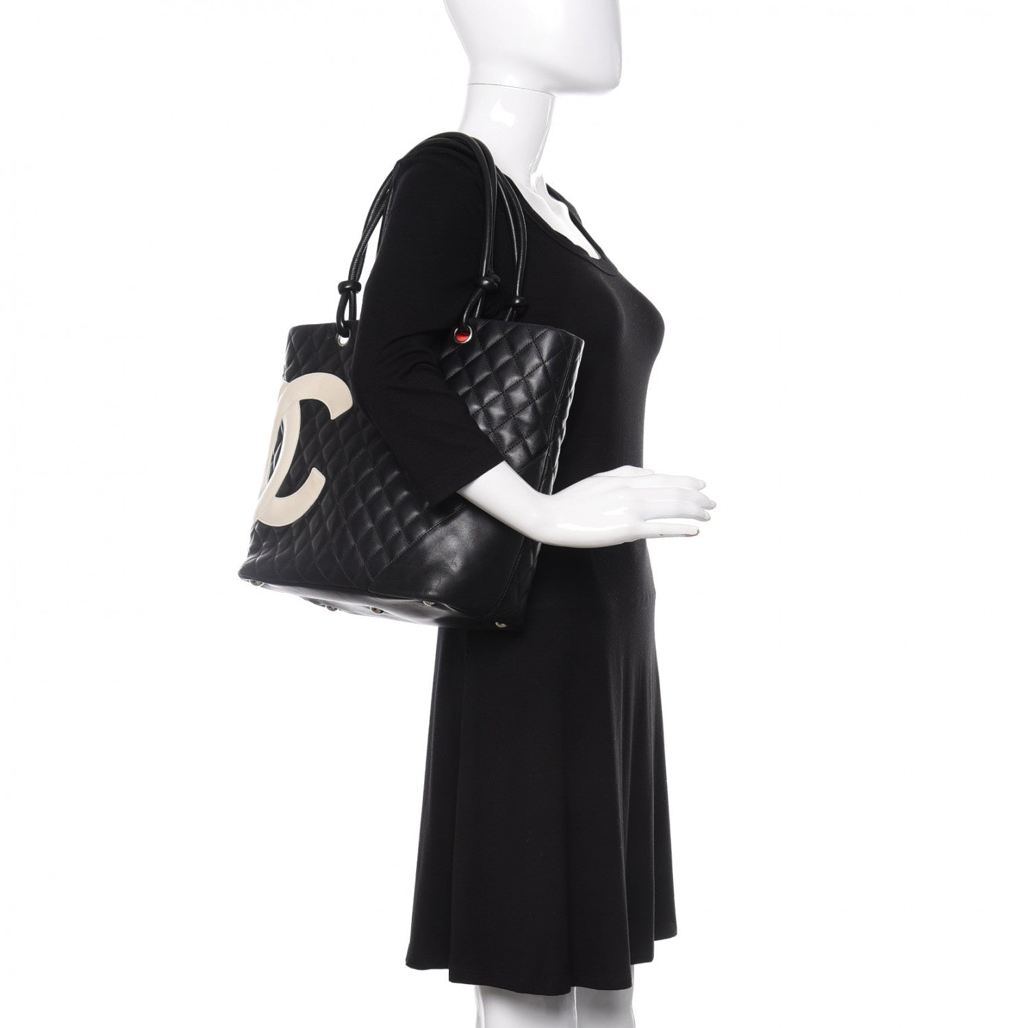 Chanel Calfskin Quilted Large Cambon Tote Black White 2 of 10