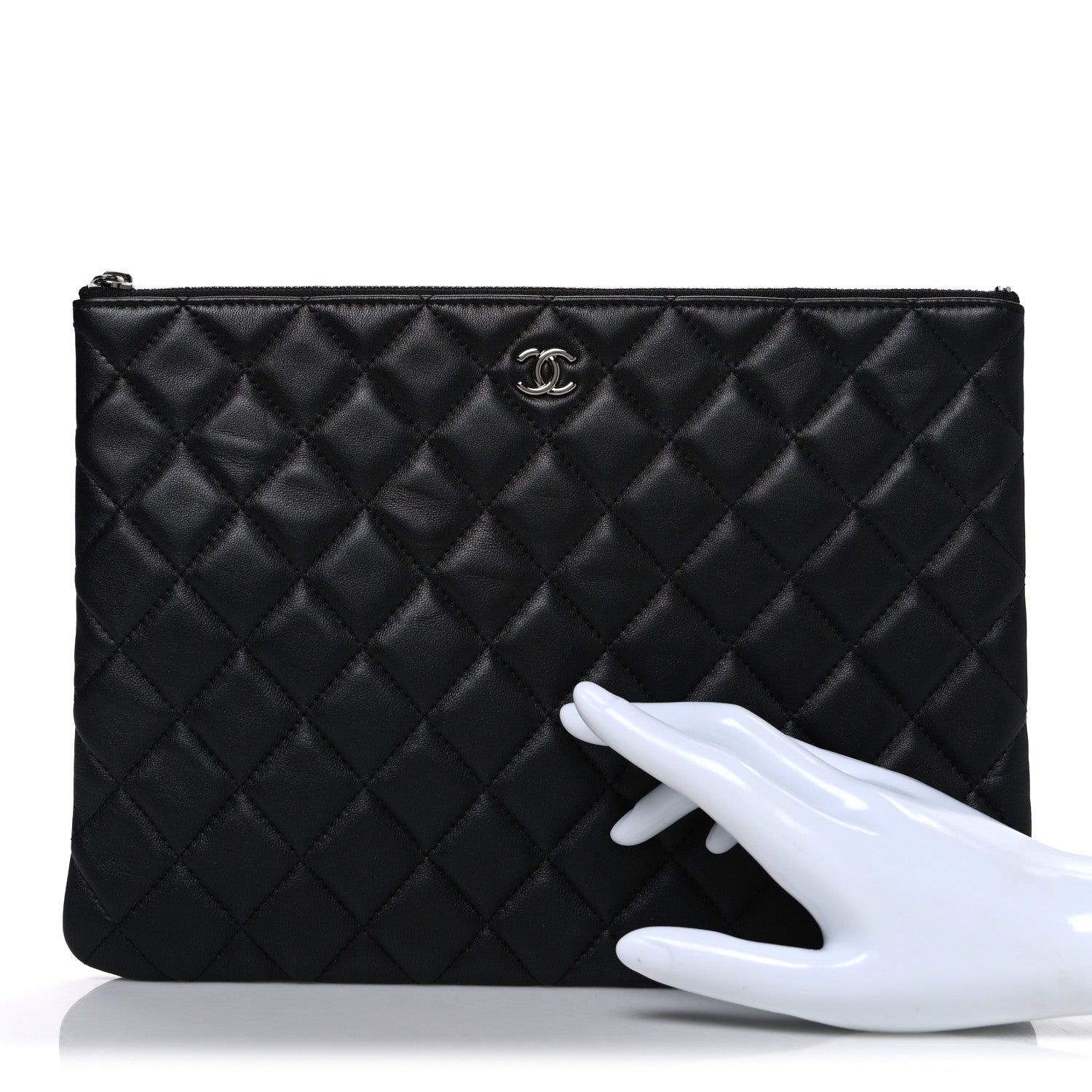 Chanel Lambskin Quilted Medium Cosmetic Case Black 1852902