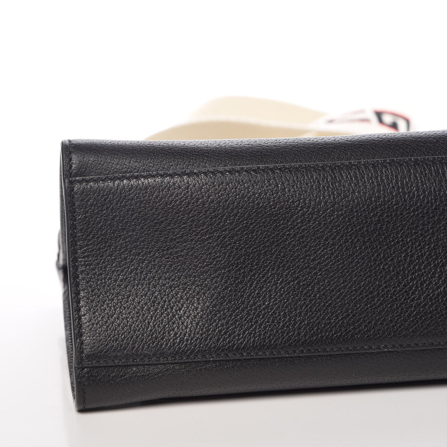 Grained Calfskin Web Crystal Butterfly Stripe Medium Totem Top Handle Bag Black