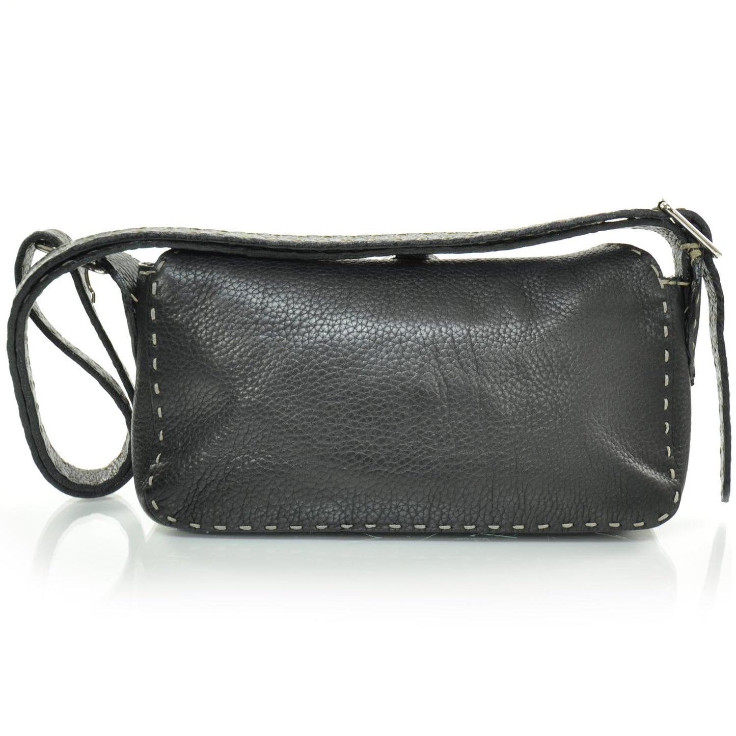 Calfskin Romano Selleria Shoulder Bag Black