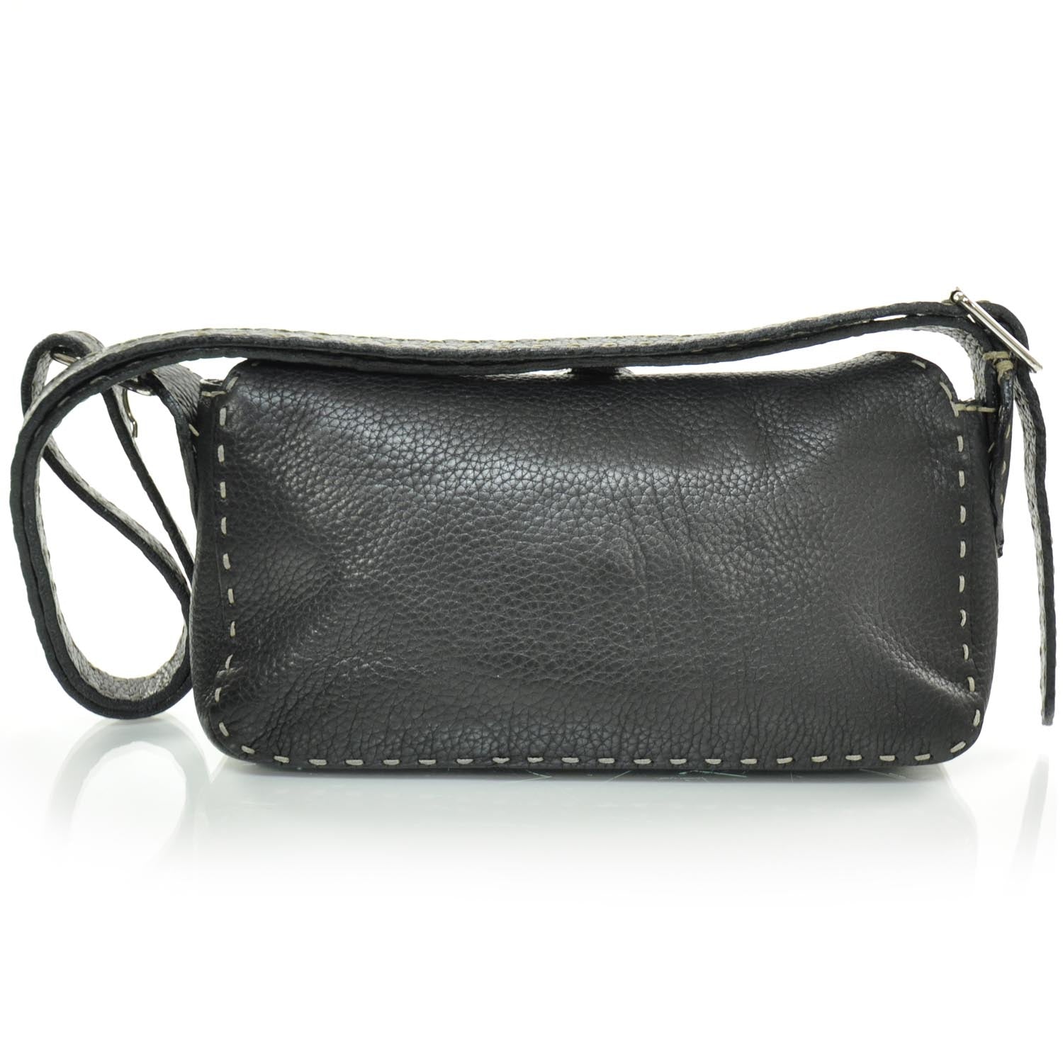 Fendi Calfskin Romano Selleria Shoulder Bag Black 4 of 8