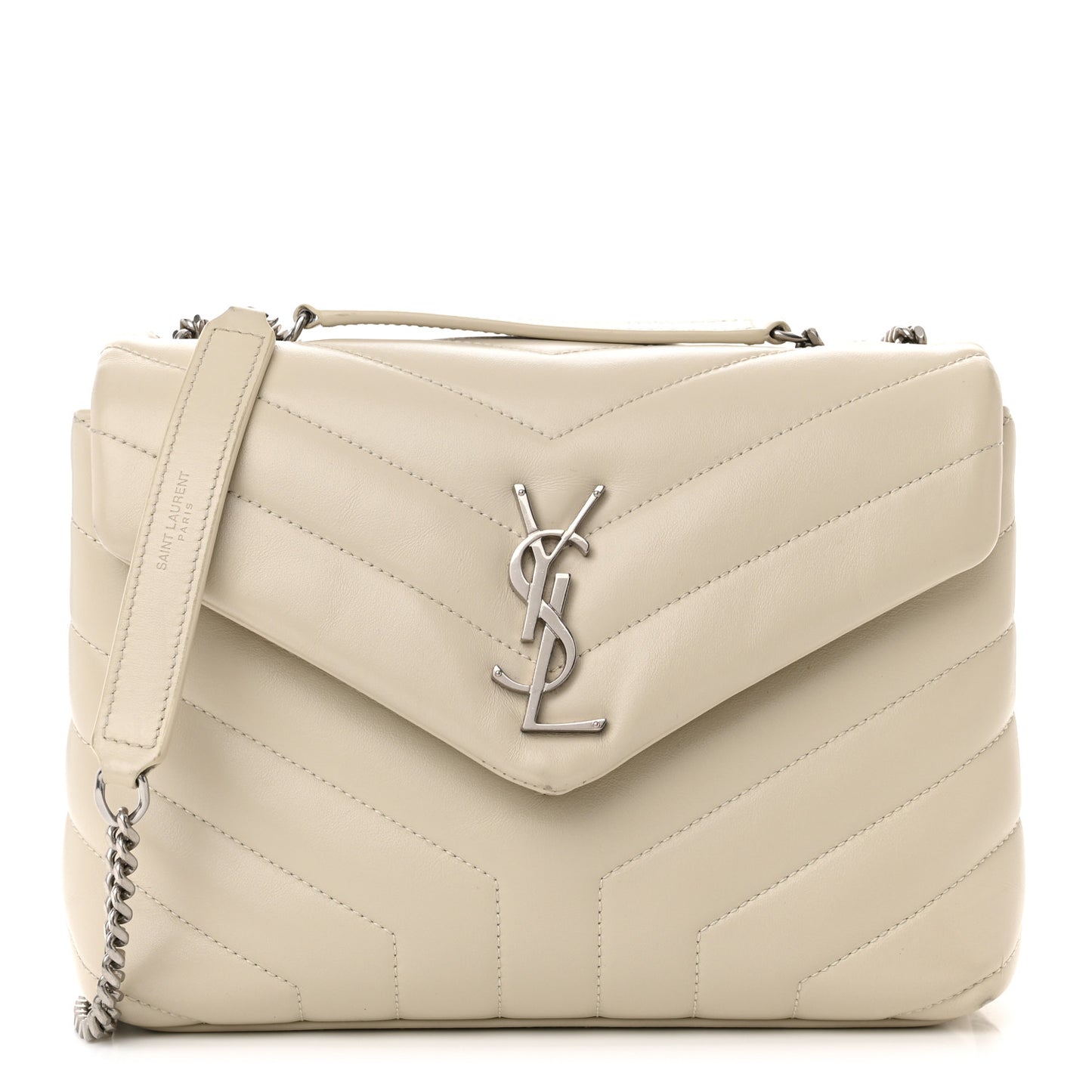 Calfskin Y Quilted Monogram Small Loulou Chain Satchel Crema Soft