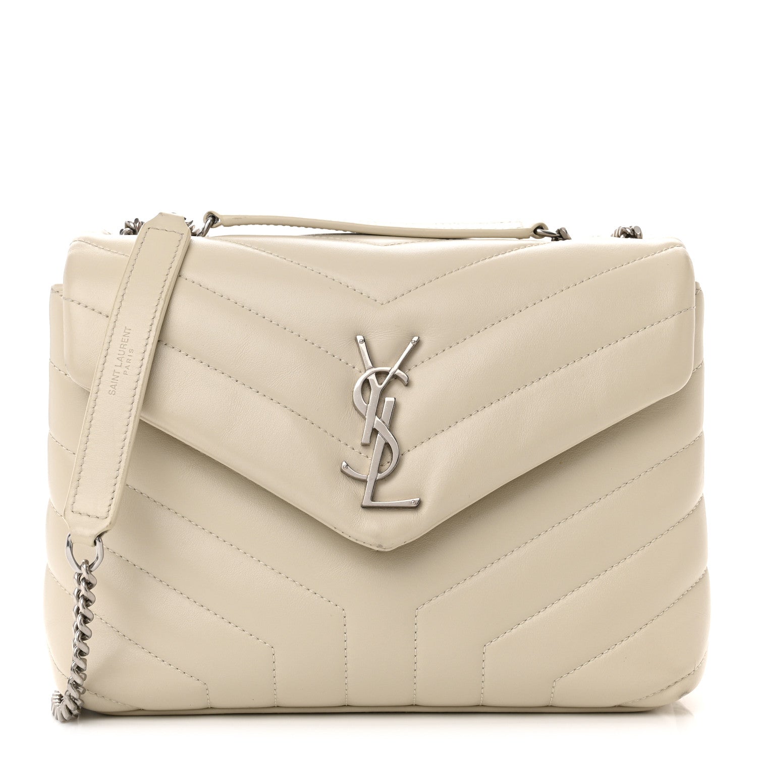 Saint Laurent Calfskin Y Quilted Monogram Small Loulou Chain Satchel Crema Soft 1 of 15