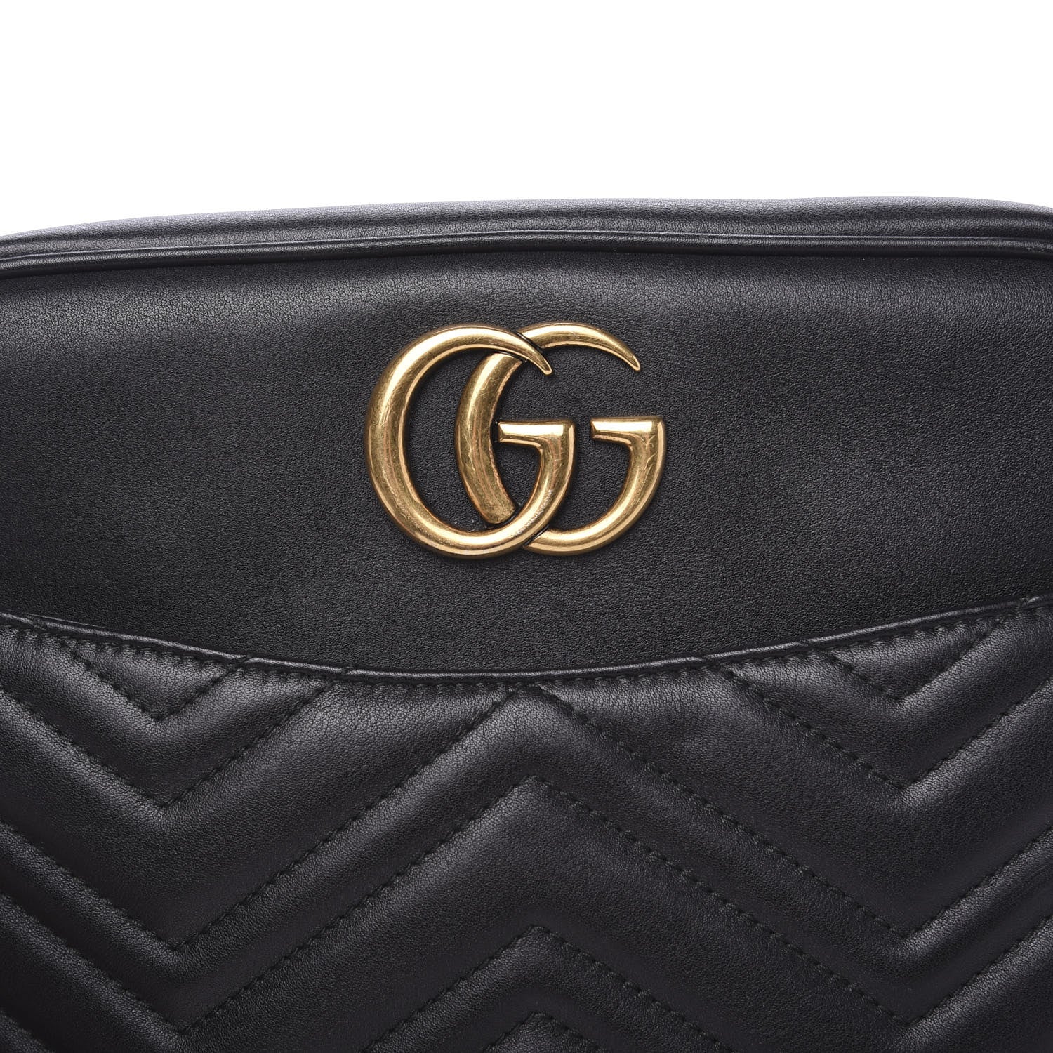 Gucci Calfskin Matelasse Medium GG Marmont Chain Shoulder Bag Black 9 of 9
