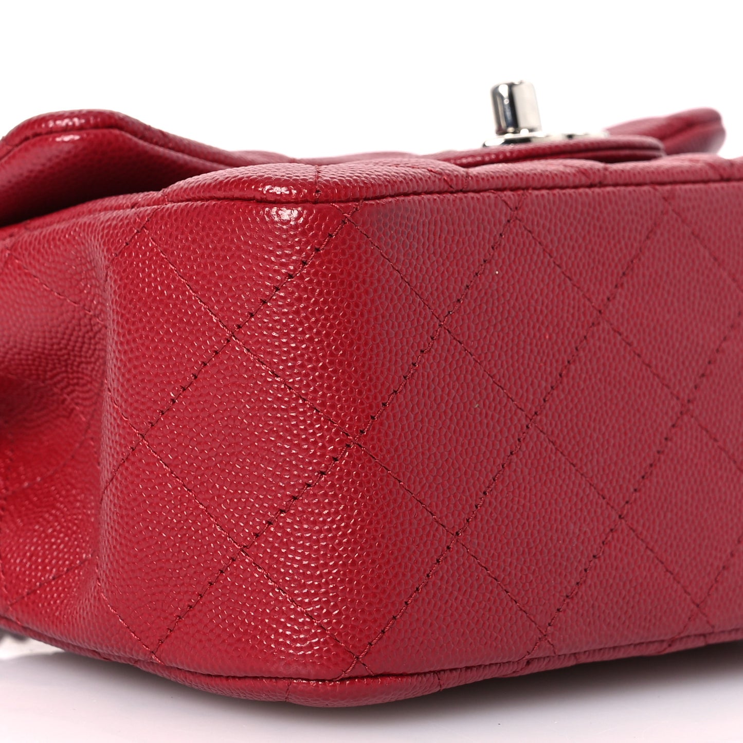 Caviar Quilted Mini Square Flap Red