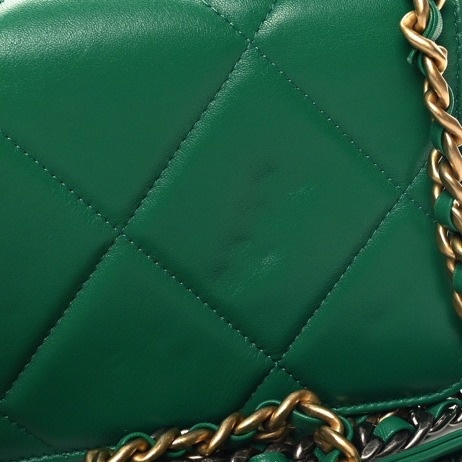 Chanel Lambskin Quilted Chanel 19 Wallet On Chain WOC Green 12 of 13