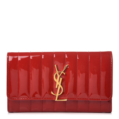 Saint Laurent Patent Calfskin Matelasse Monogram Large Vicky Continental Wallet Rouge Eros 1 of 7