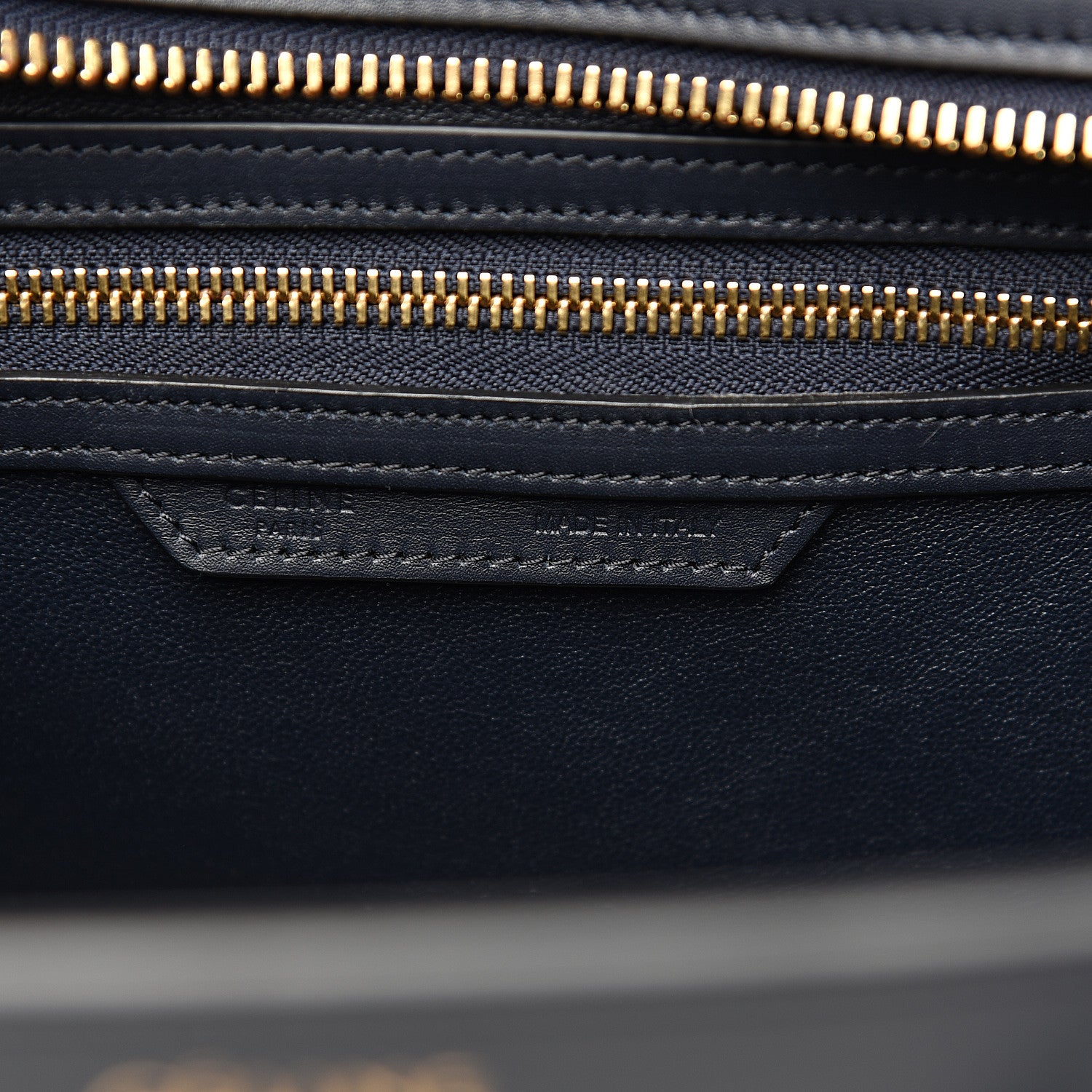 Celine Smooth Calfskin Striped Canvas Micro Luggage Navy Blue 5 of 13