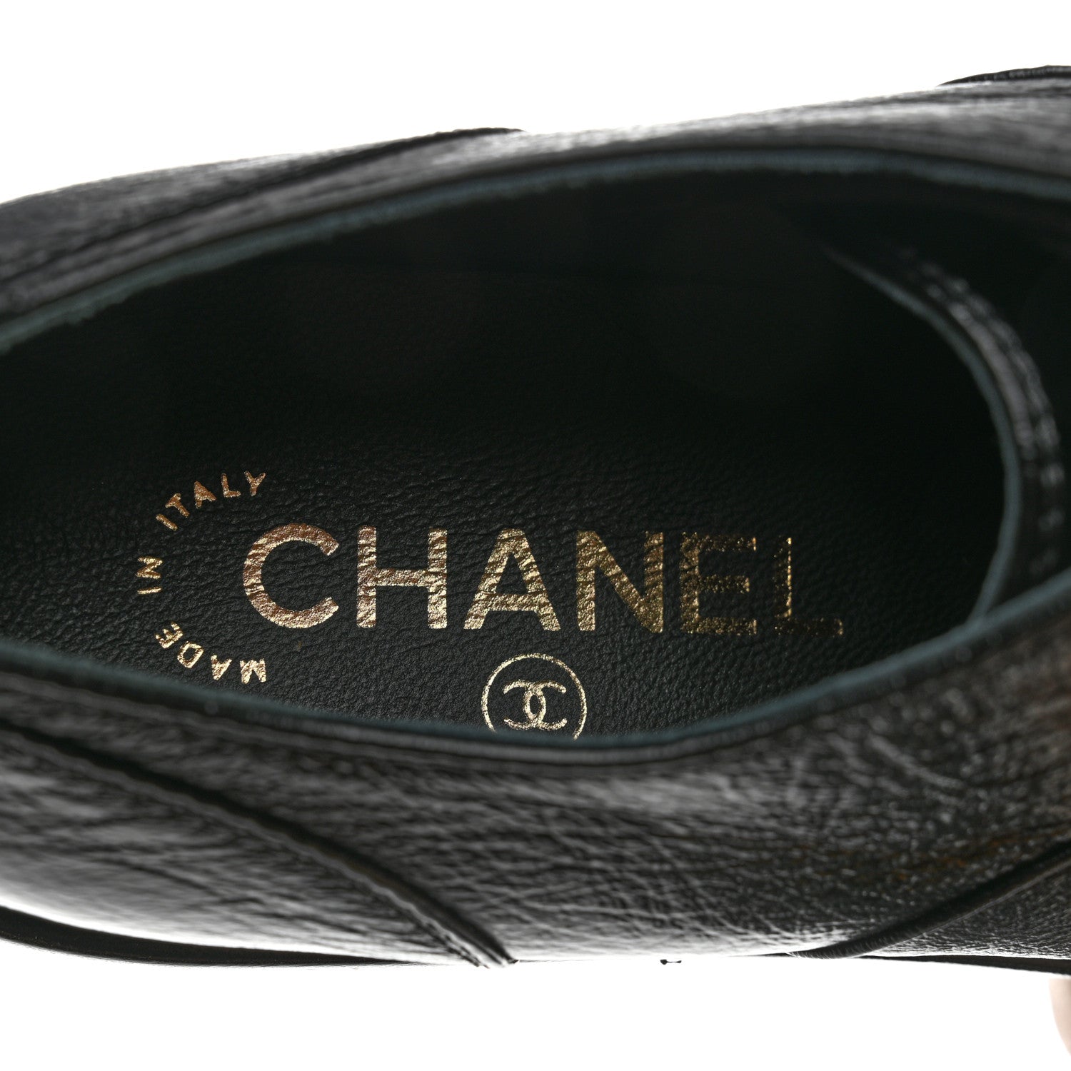 Chanel Shiny Crumpled Lambskin CC Lace Up Oxfords 36.5 Black 8 of 8