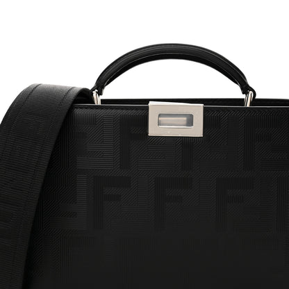 Fendi Calfskin Striped Texture FF Peekaboo I See U X Cross Satchel Black 8 of 10
