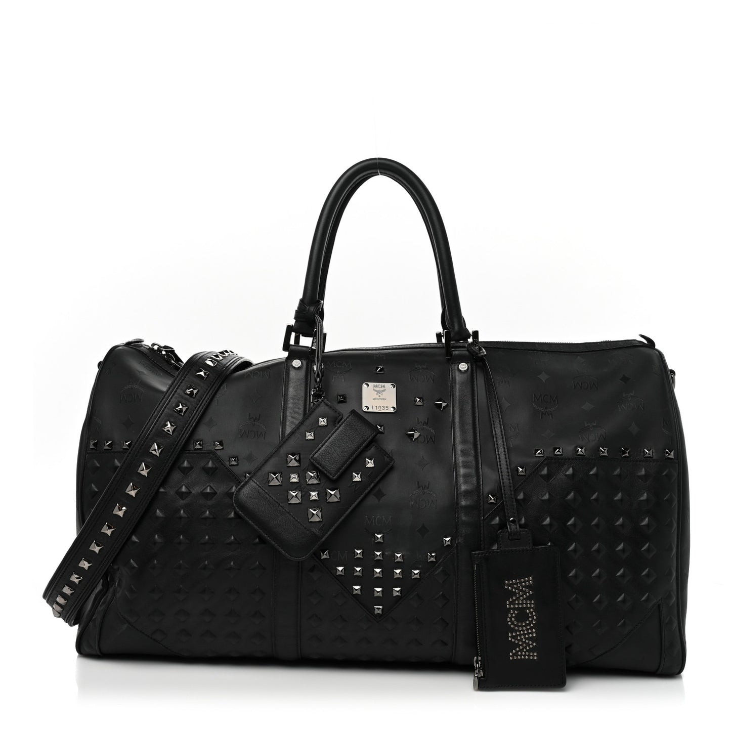 Visetos Medium Stud Traveler Weekender Duffle Bag Black