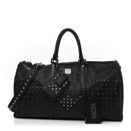 MCM Visetos Medium Stud Traveler Weekender Duffle Bag Black 1 of 12