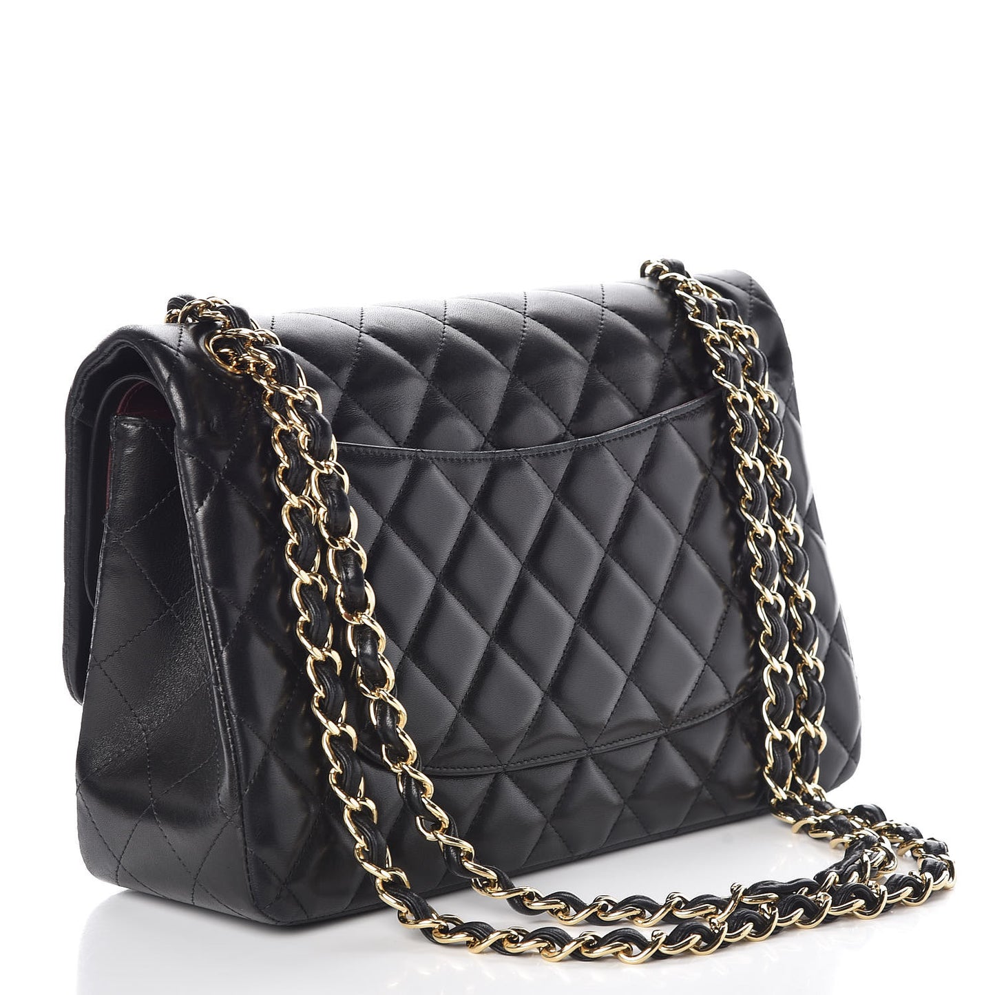 Lambskin Quilted Jumbo Double Flap Black