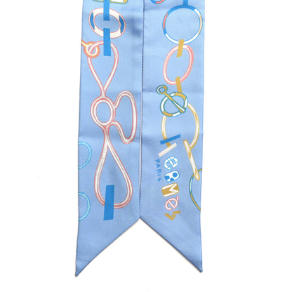 Hermes Silk Do Re Boucles Twilly Bleu Ciel Blue Cob 2 of 4