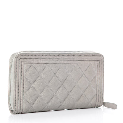 Chanel Caviar Large Zip Around Boy Wallet Grey 3 of 11