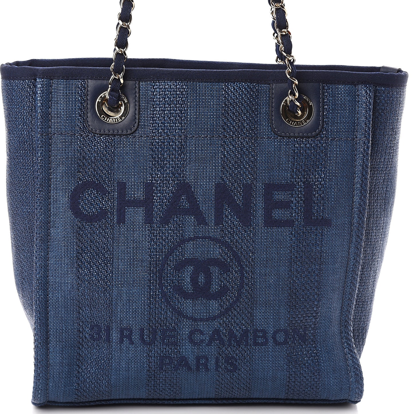 Mixed Fibers Striped Mini Deauville Tote Navy Blue